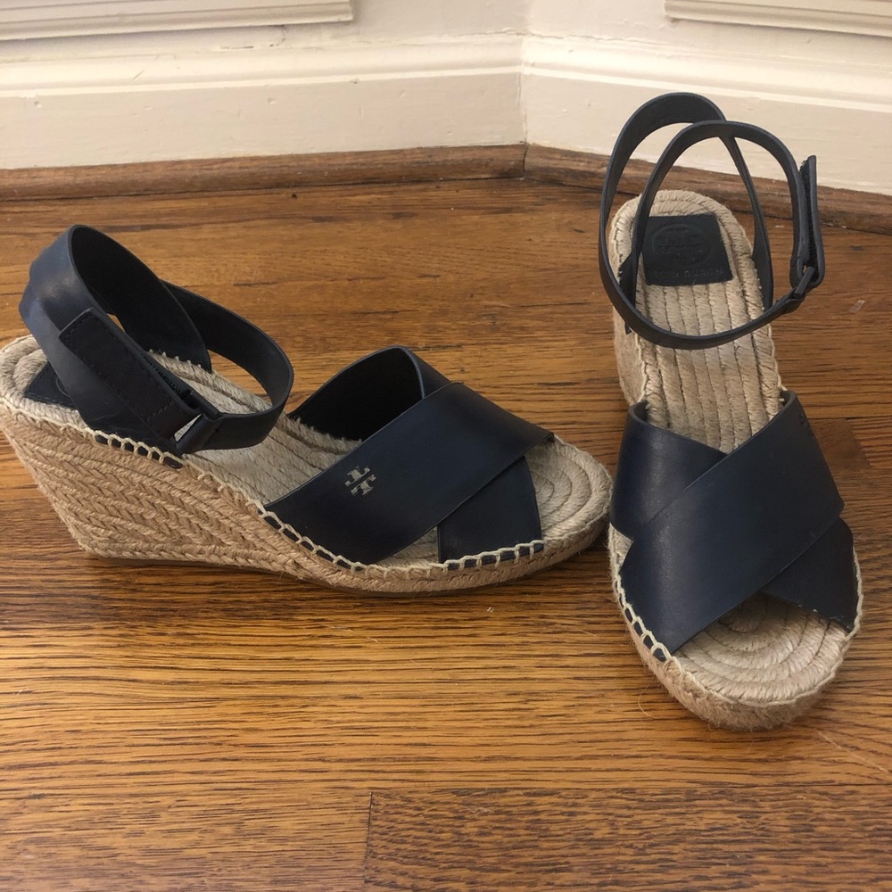 Tory Burch navy wedges - size 7.5